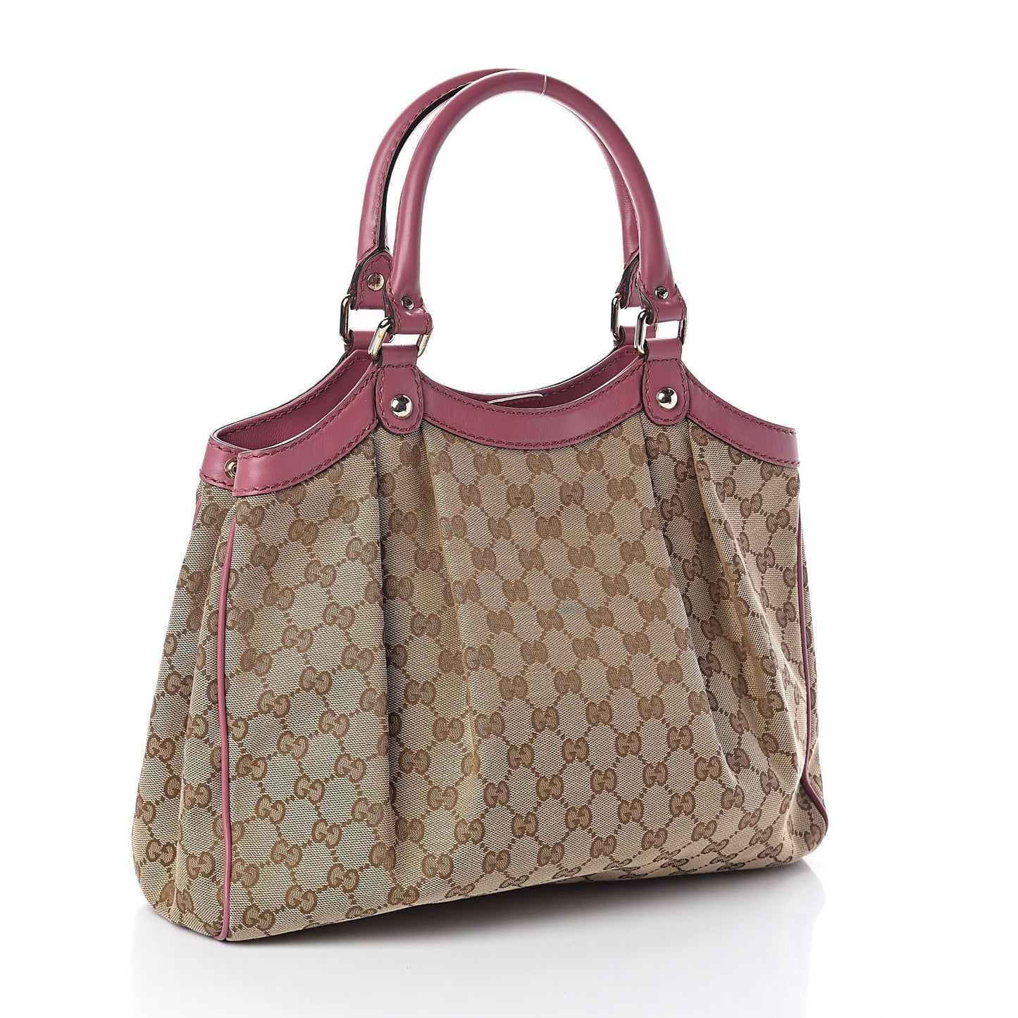 Monogram Margaux Calfskin Medium Sukey Tote Beige Ebony Vintage Rose