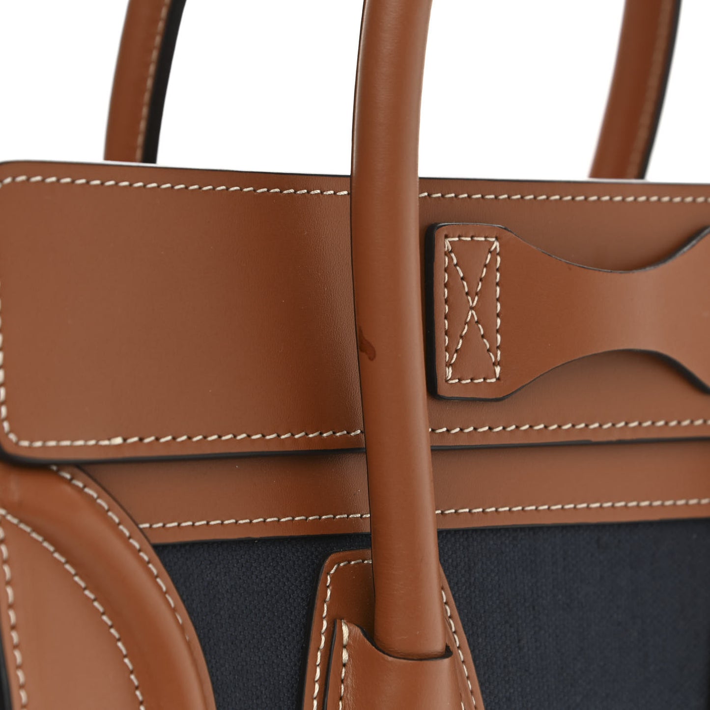Textile Smooth Calfskin Micro Luggage Navy Tan