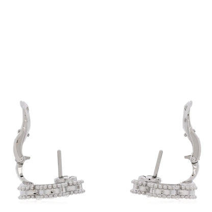 Van Cleef & Arpels 18K White Gold Guilloche Vintage Alhambra Earrings 3 of 5
