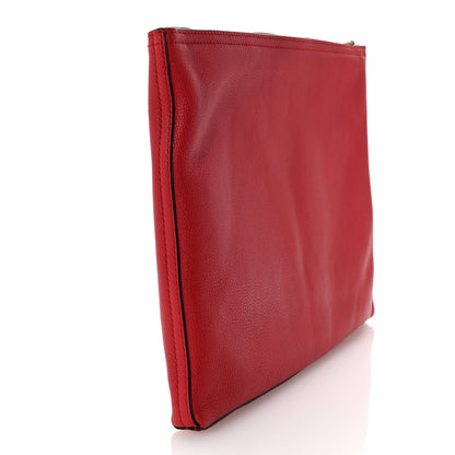 Gucci Pebbled Calfskin Medium Logo Portfolio Clutch Hibiscus Red 3 of 7