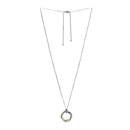 David Yurman Sterling Silver 14K Yellow Gold 37mm Crossover Pendant Necklace 3 of 4