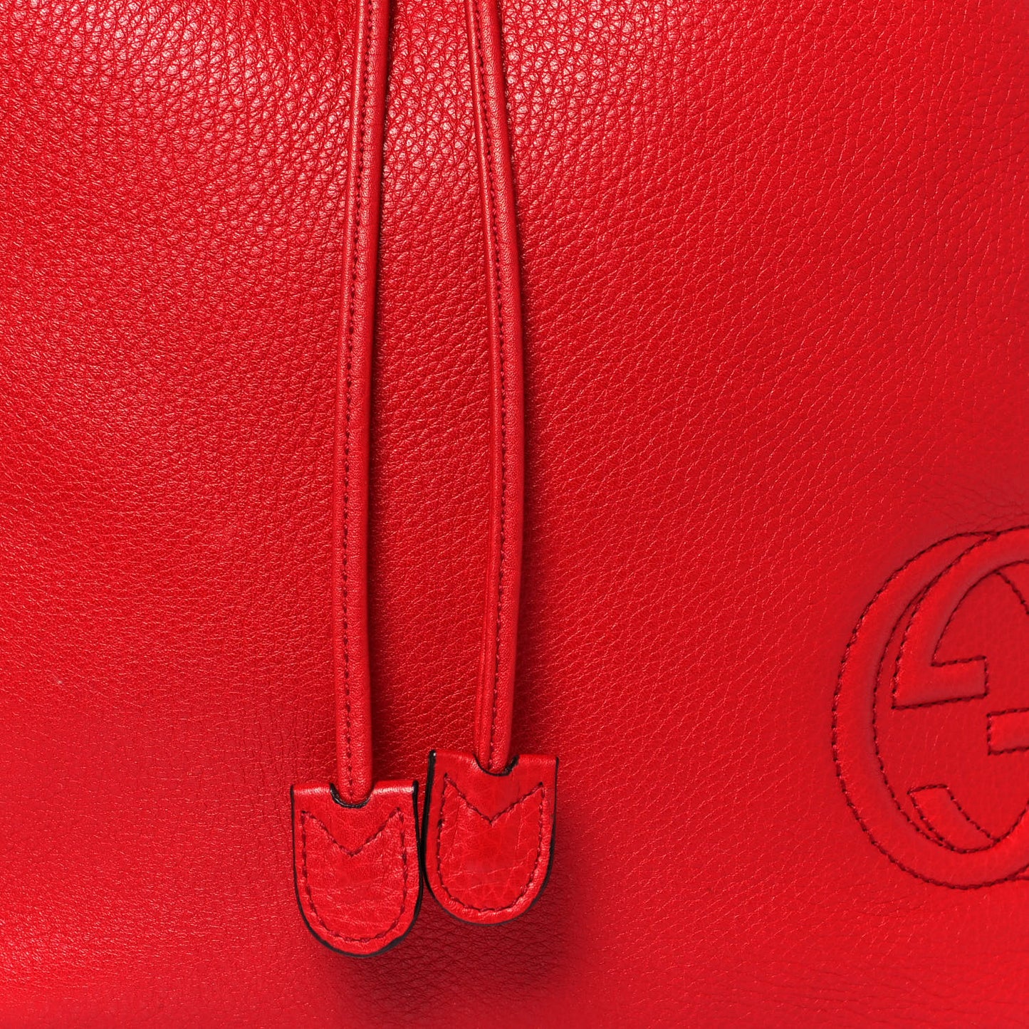Pebbled Calfskin Small Soho Drawstring Backpack Tabasco Red