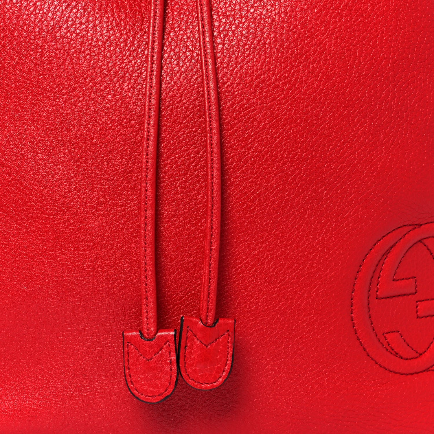 Gucci Pebbled Calfskin Small Soho Drawstring Backpack Tabasco Red 8 of 17