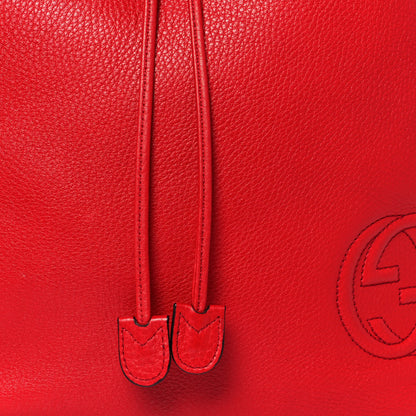 Gucci Pebbled Calfskin Small Soho Drawstring Backpack Tabasco Red 8 of 17