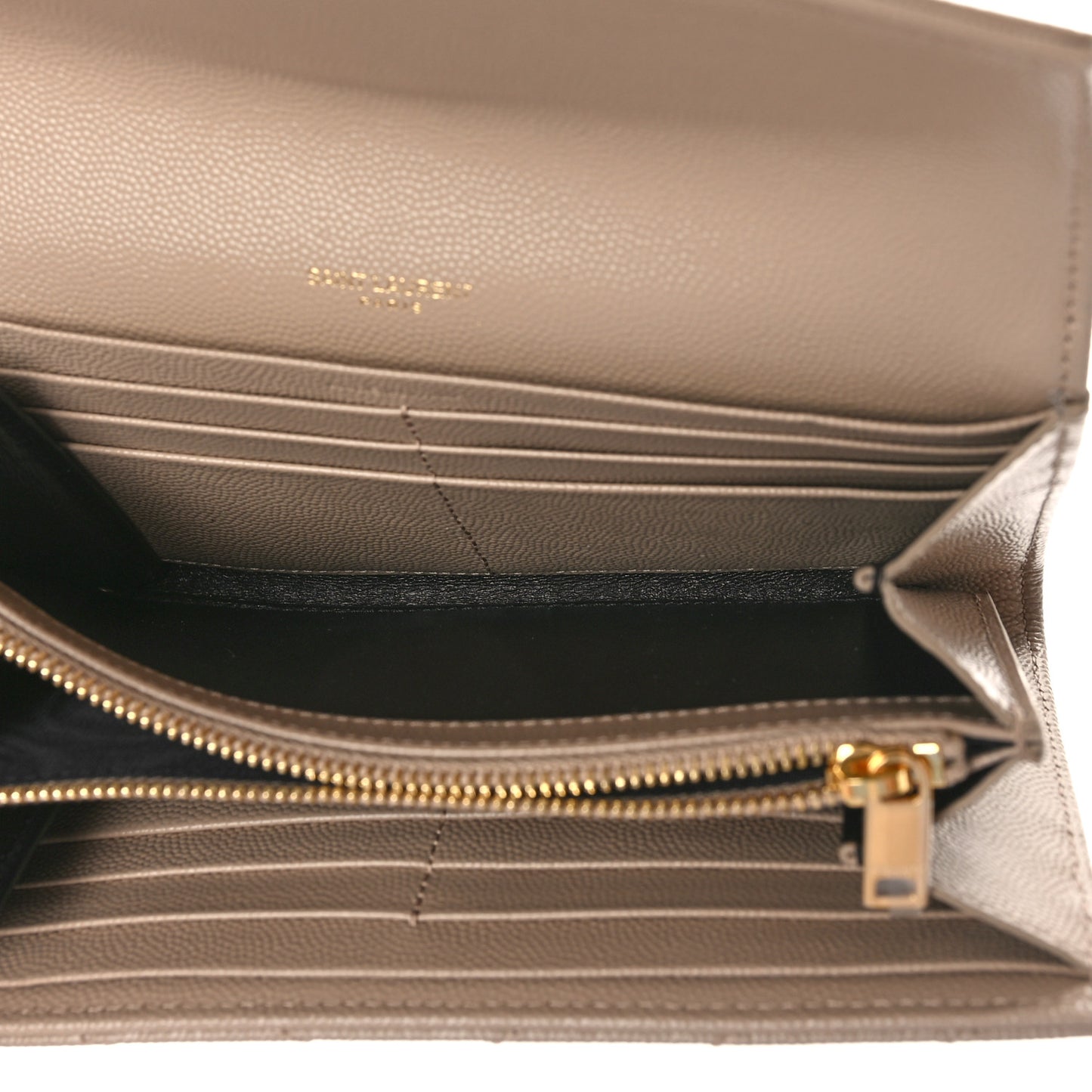 Grain De Poudre Matelasse Chevron Monogram Flap Wallet Dark Beige