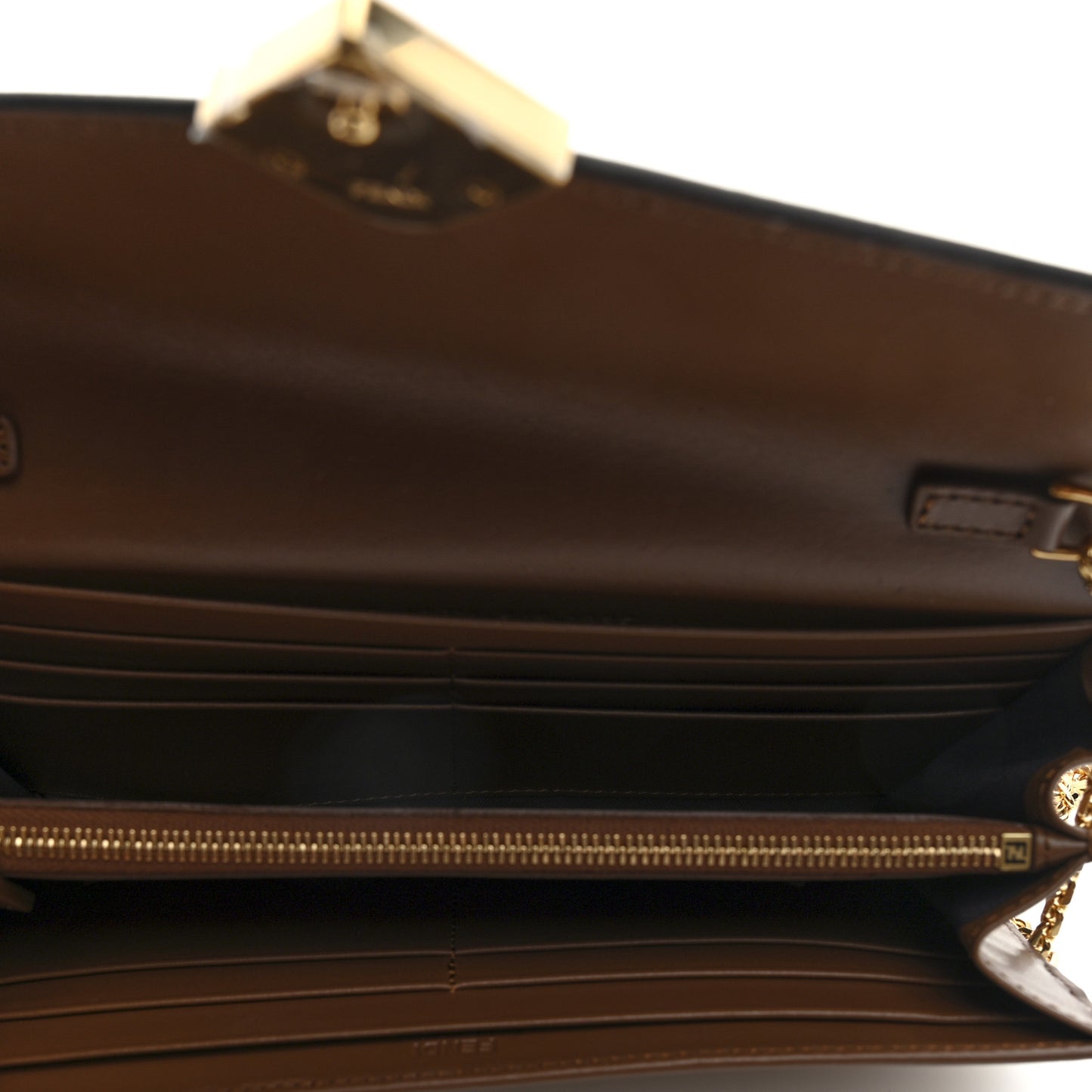 Vitello King Cruise FF Diamonds Continental Envelope Wallet On Chain Gianduia