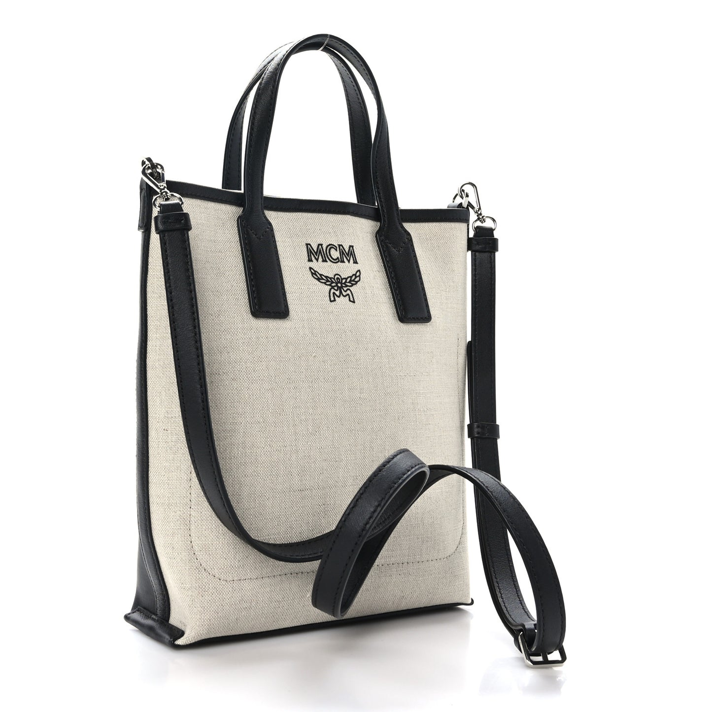 Canvas Glitch Logo Shopper Tote Black White