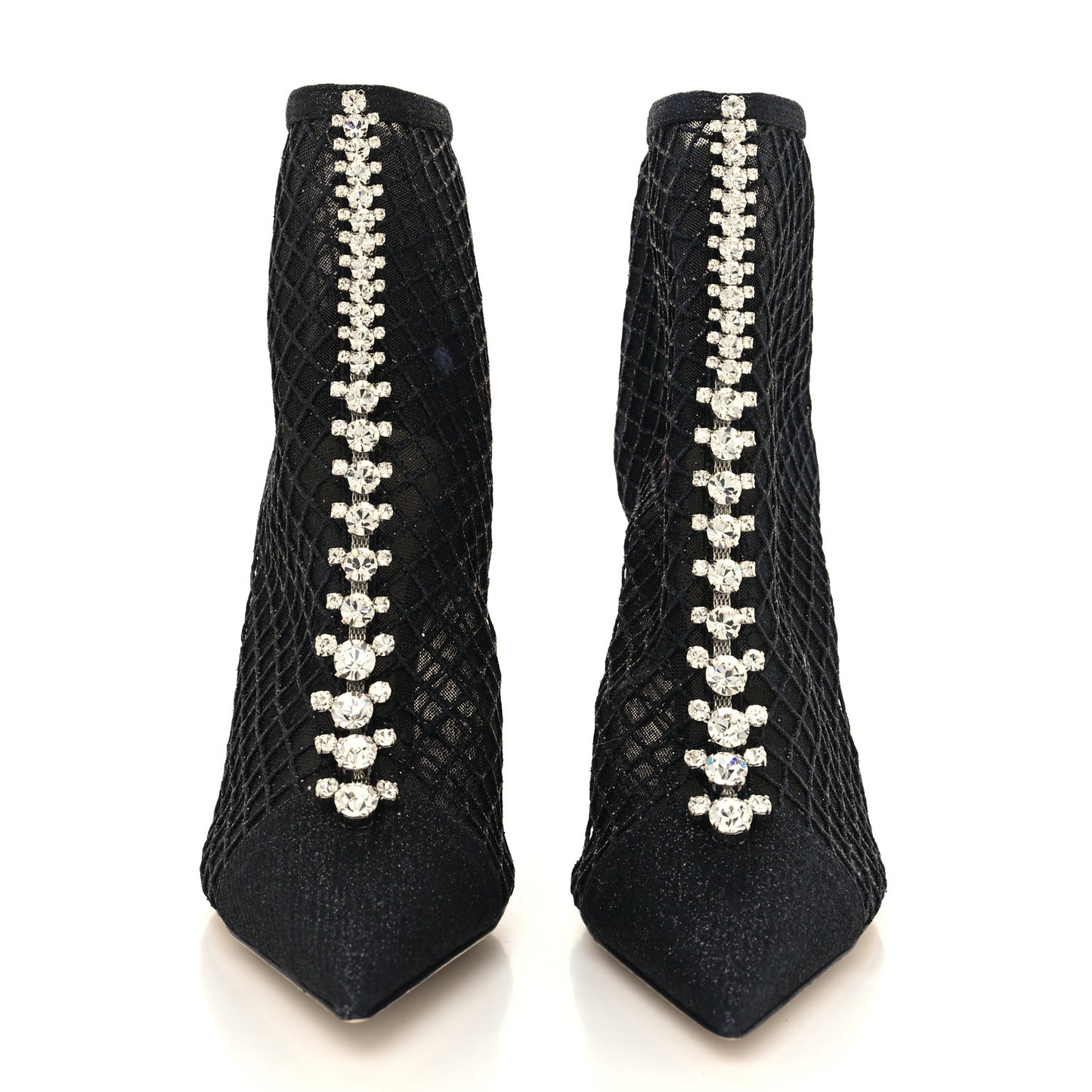 Glitter Checker Board Mesh Crystal Embellished Bing 100 Boots 37.5 Black