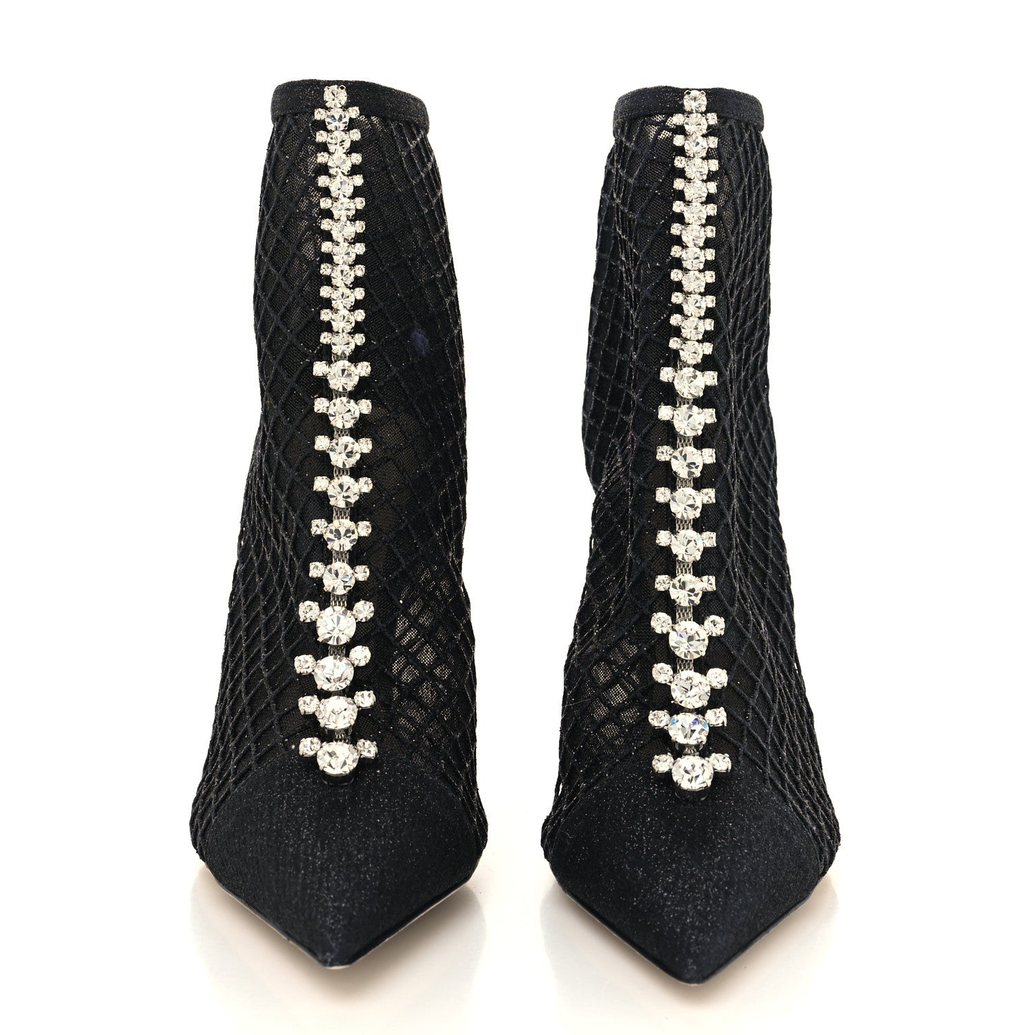 Jimmy Choo Glitter Checker Board Mesh Crystal Embellished Bing 100 Boots 37.5 Black 2 of 7