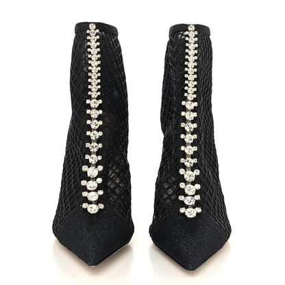 Jimmy Choo Glitter Checker Board Mesh Crystal Embellished Bing 100 Boots 37.5 Black 2 of 7