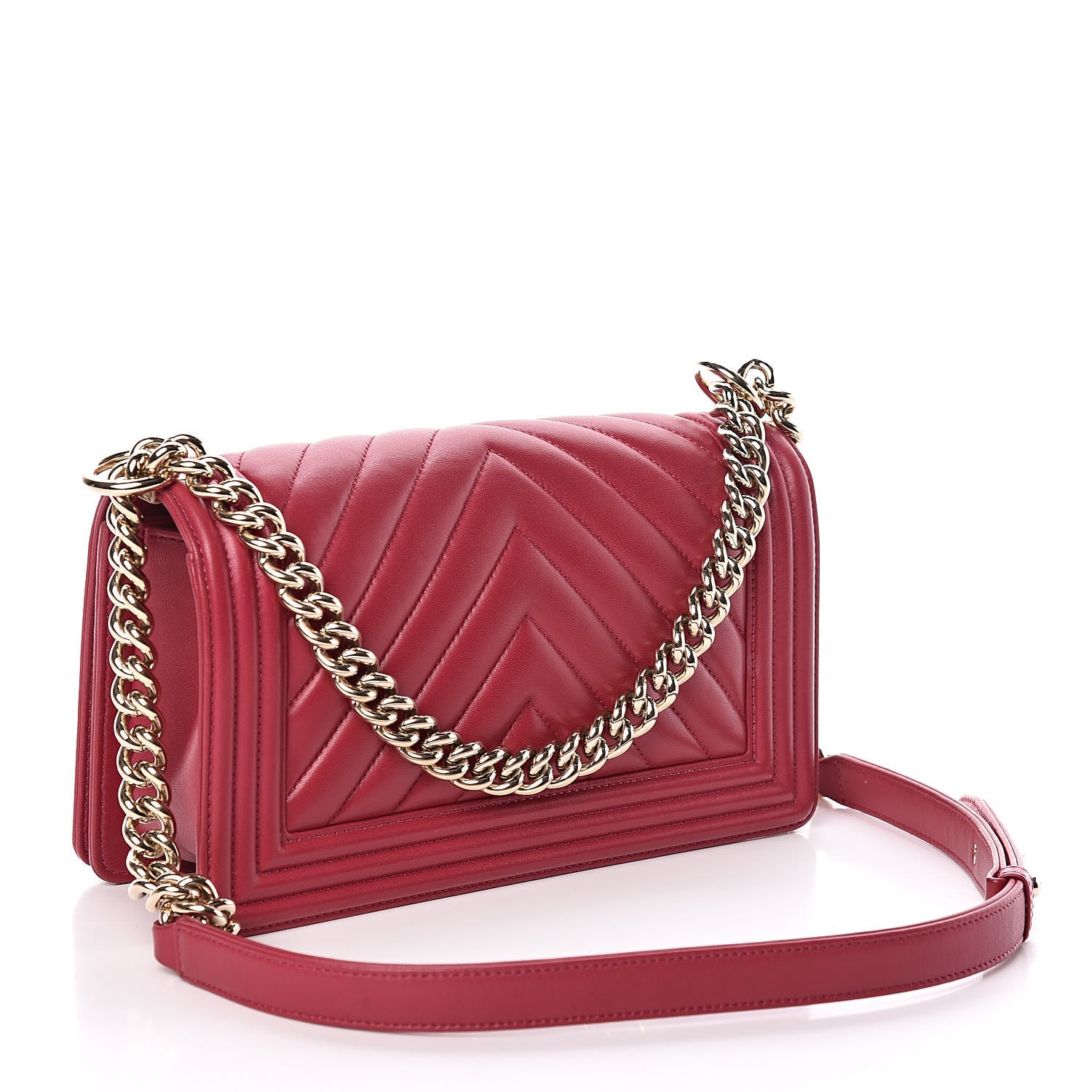 Chanel Calfskin Chevron Quilted Medium Boy Flap Dark Pink 3 of 10