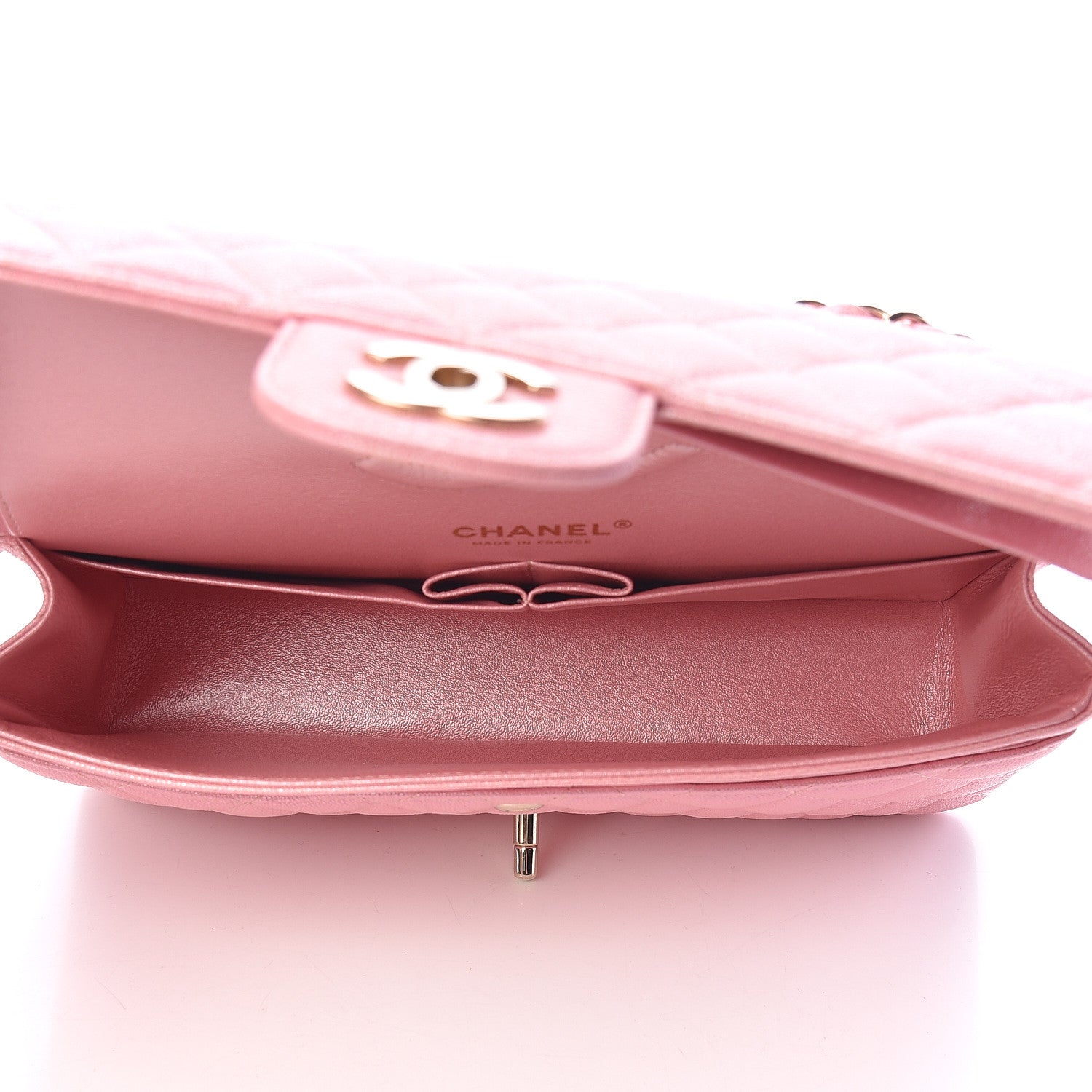 Chanel Iridescent Caviar Quilted Medium Double Flap Rose Pink 7 of 10