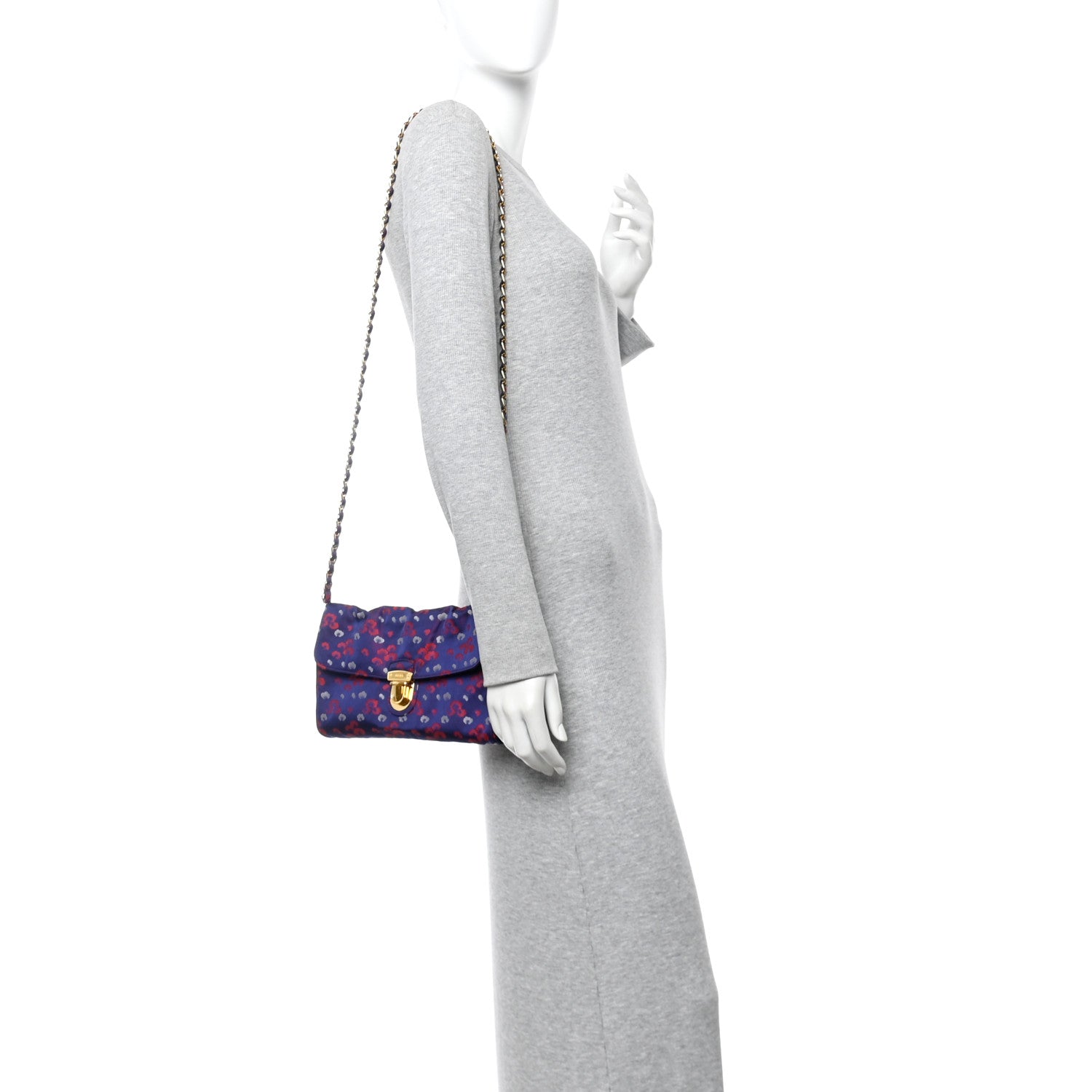 Prada Tessuto Nylon Lurex Embroidered Flap Viola 2 of 13