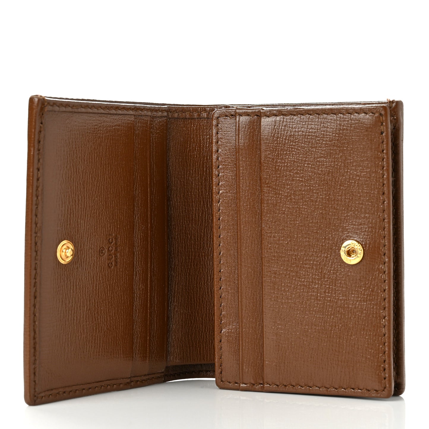 GG Supreme Monogram Horsebit 1955 Card Case Wallet Beige Ebony Brown Sugar