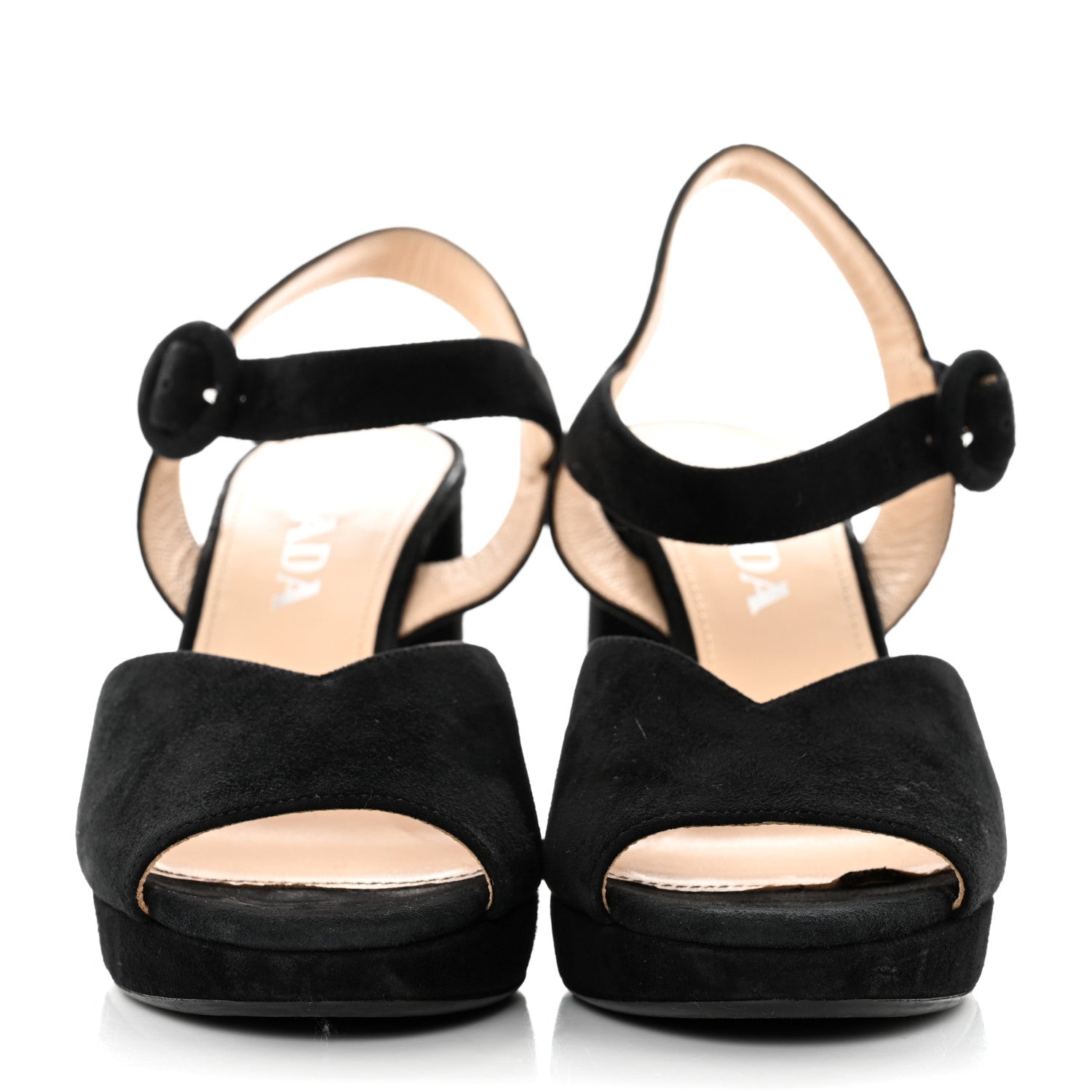 Prada Suede Platform Sandals 35 Black 2 of 8