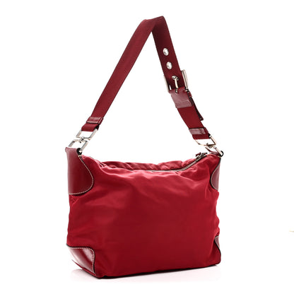 Prada Tessuto Nylon Calfskin Hobo Fuoco 3 of 9