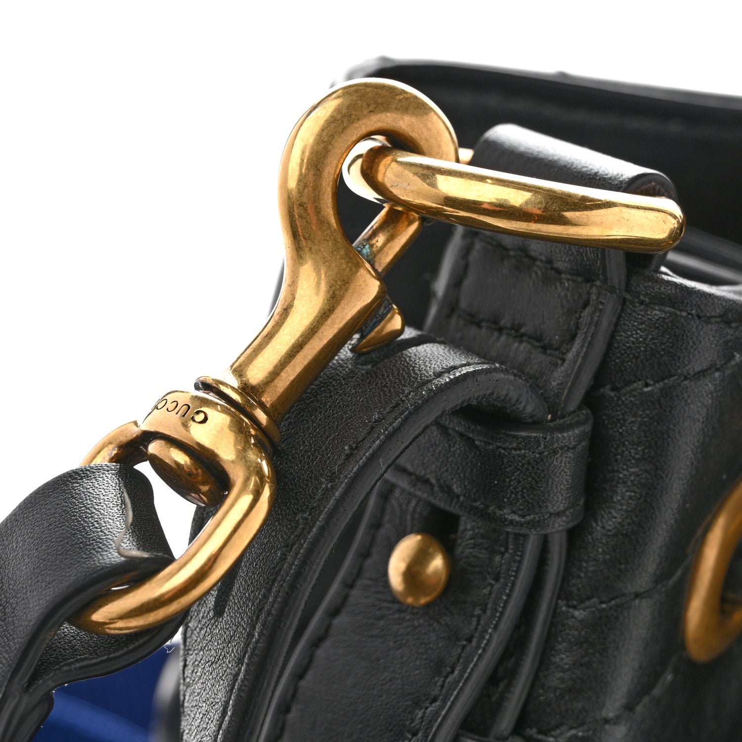 Gucci Calfskin Matelasse Sylvie Web GG Marmont Bucket Bag Black 14 of 15