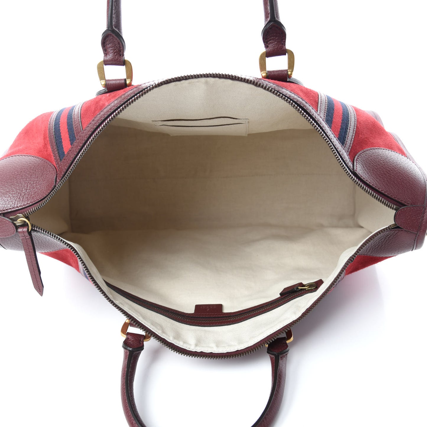 Suede Daino Textured Dollar Calfskin Web Large Neo Vintage Duffle Bag Romantic Cerise Chardonnay