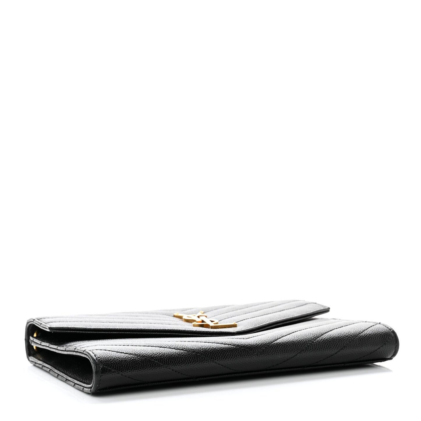 Grain De Poudre Matelasse Chevron Monogram Envelope Clutch Black