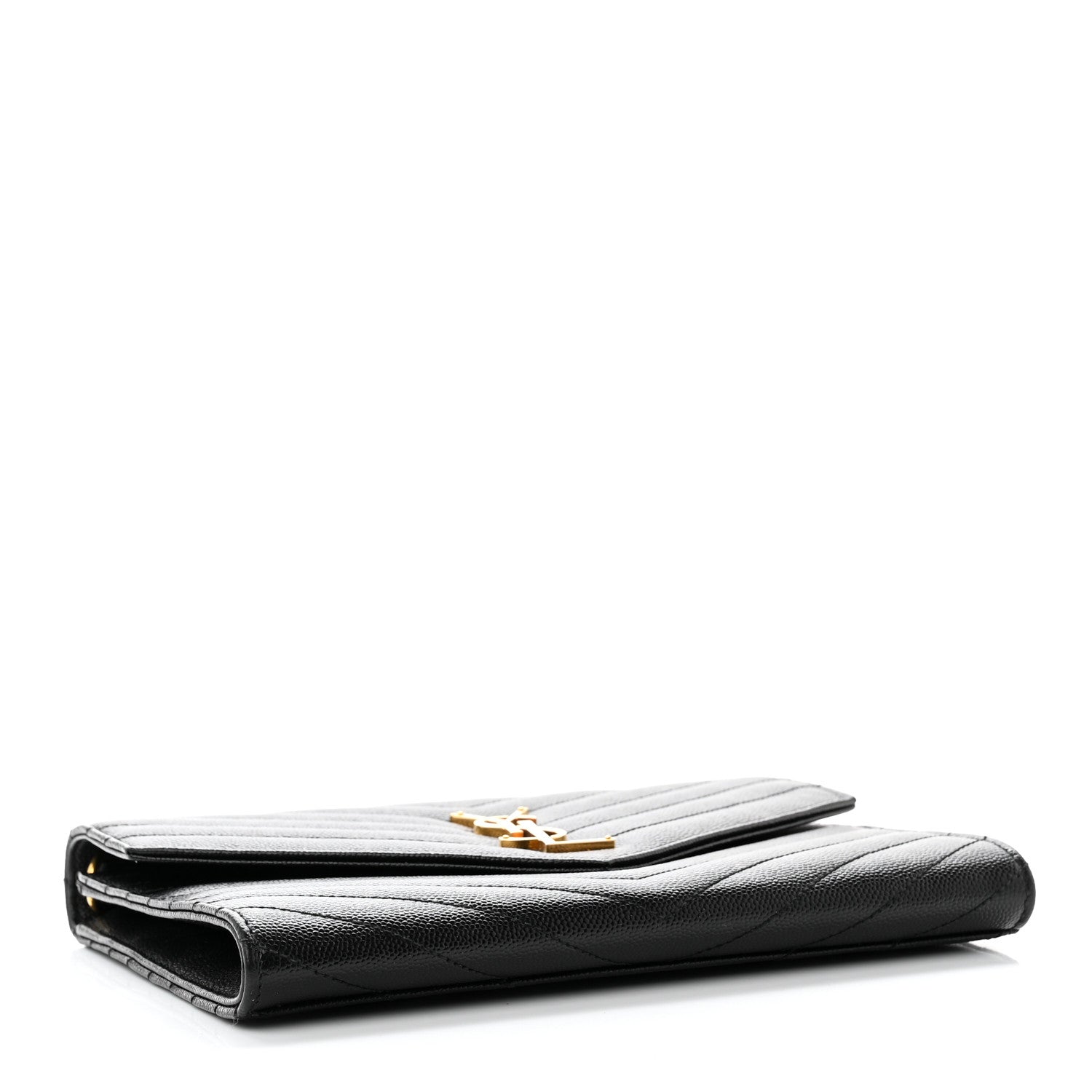 Saint Laurent Grain De Poudre Matelasse Chevron Monogram Envelope Clutch Black 4 of 8