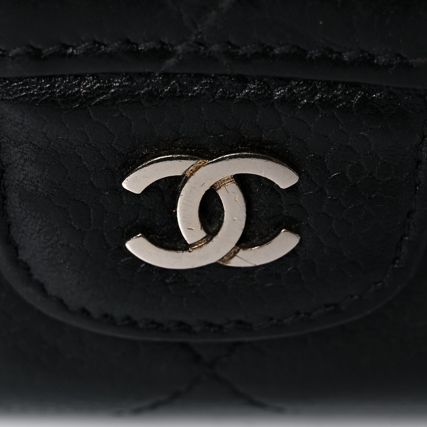 Caviar Quilted Large Flap Wallet Black
