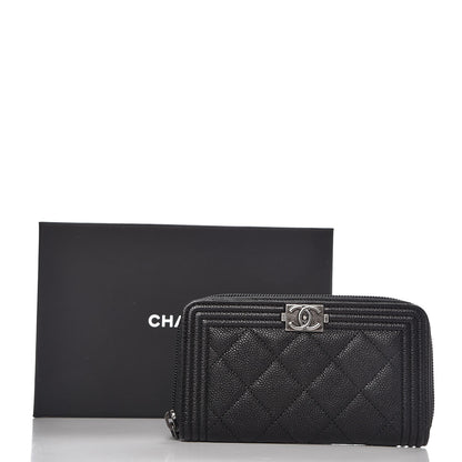 Chanel Caviar Quilted Boy Small Zip Around Wallet Black 9 of 9