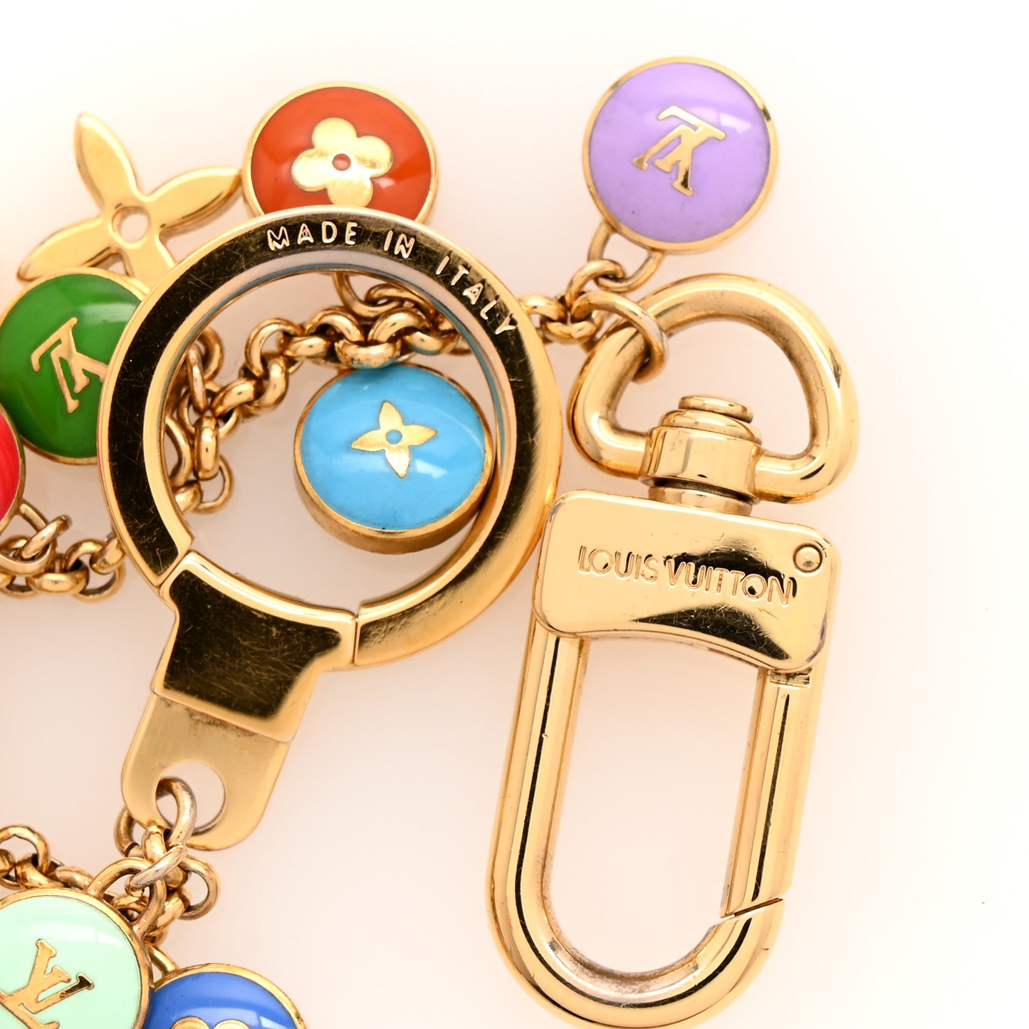 Metal Enamel Pastilles Key Chain Bag Charm Multicolor