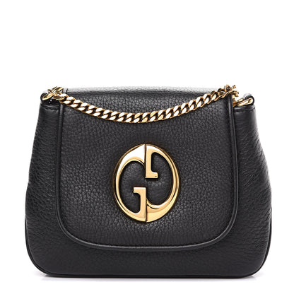 Gucci Pebbled Calfskin Small 1973 Chain Shoulder Bag Black 1 of 10