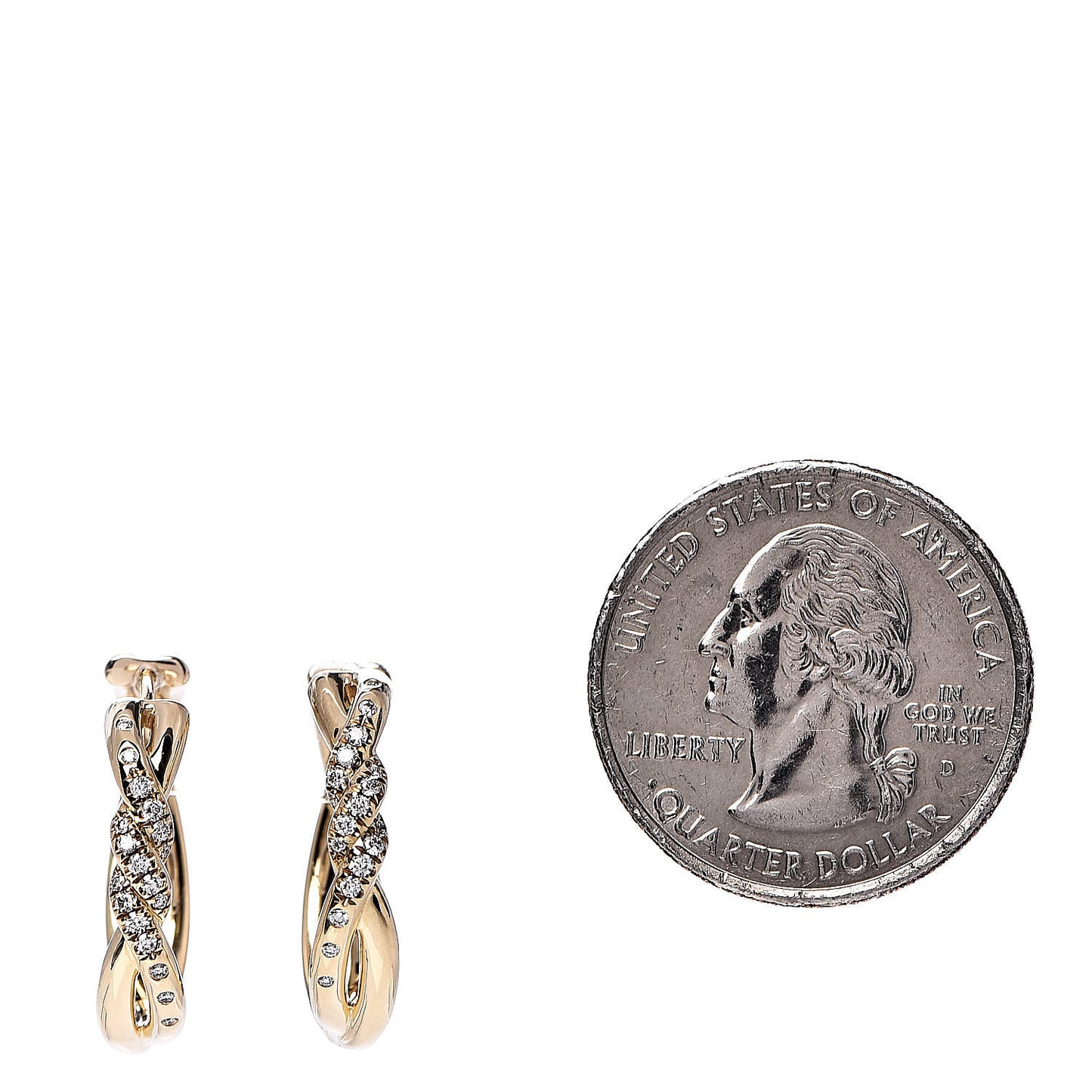 18K Yellow Gold Diamond 21mm Continuous Hoop Earrings
