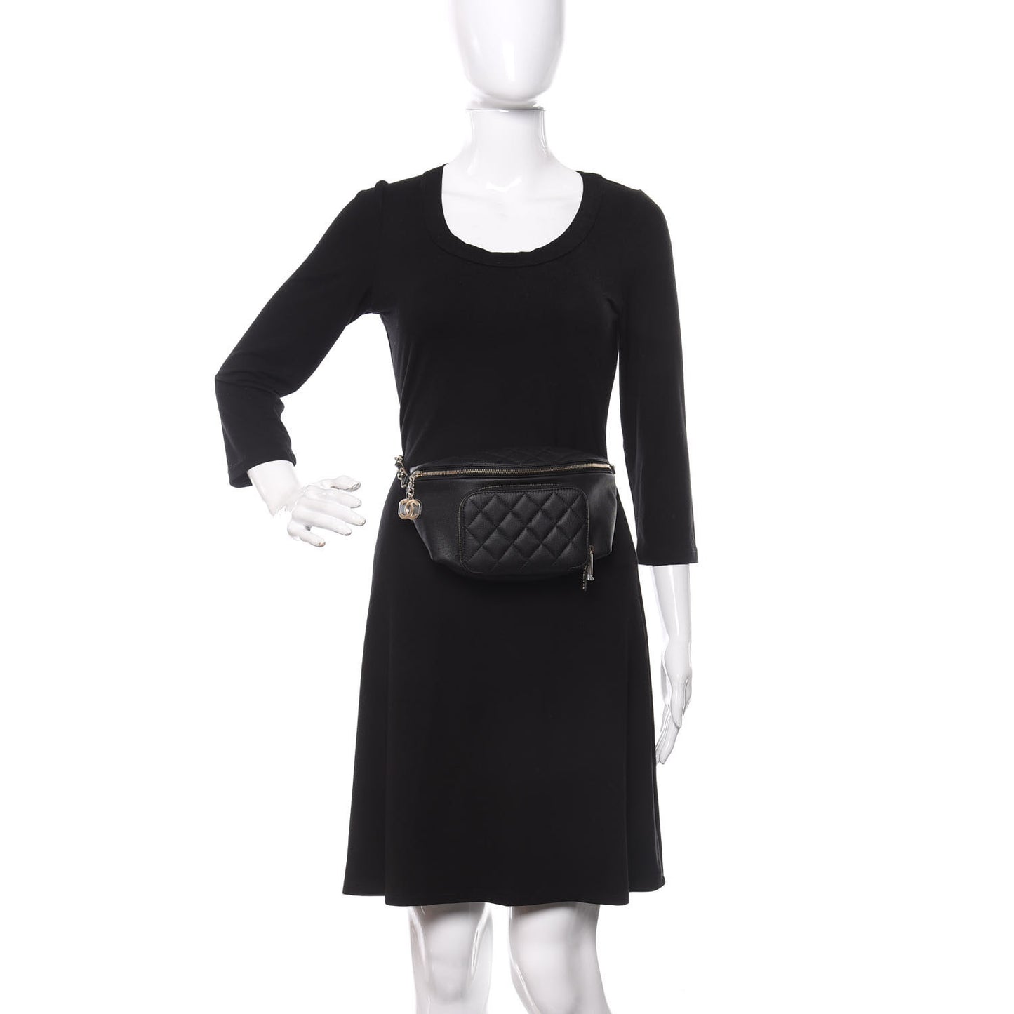 Caviar Quilted Business Affinity Waist Belt Bag Black