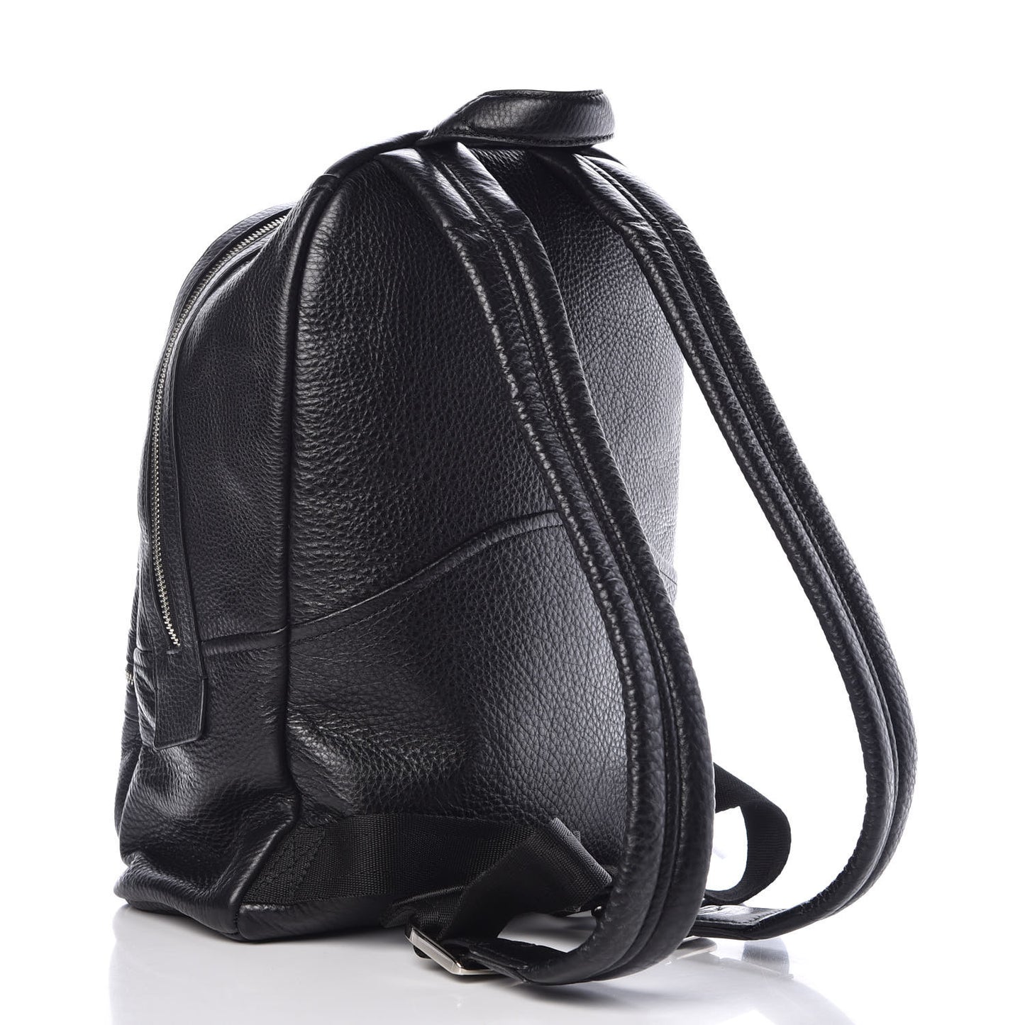 Pebbled Calfskin Biker Backpack Black
