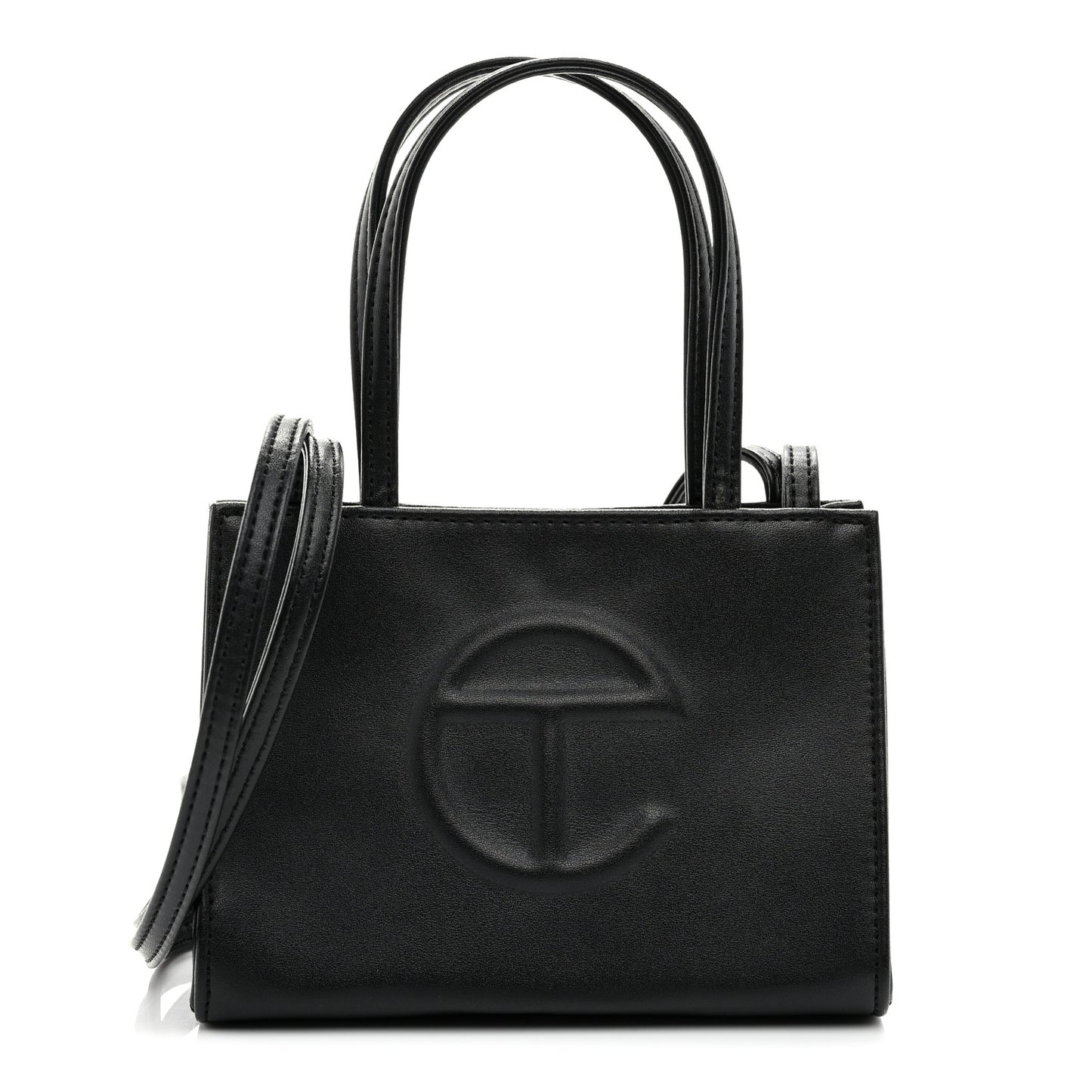 Vegan Leather Small Shopping Bag Black
