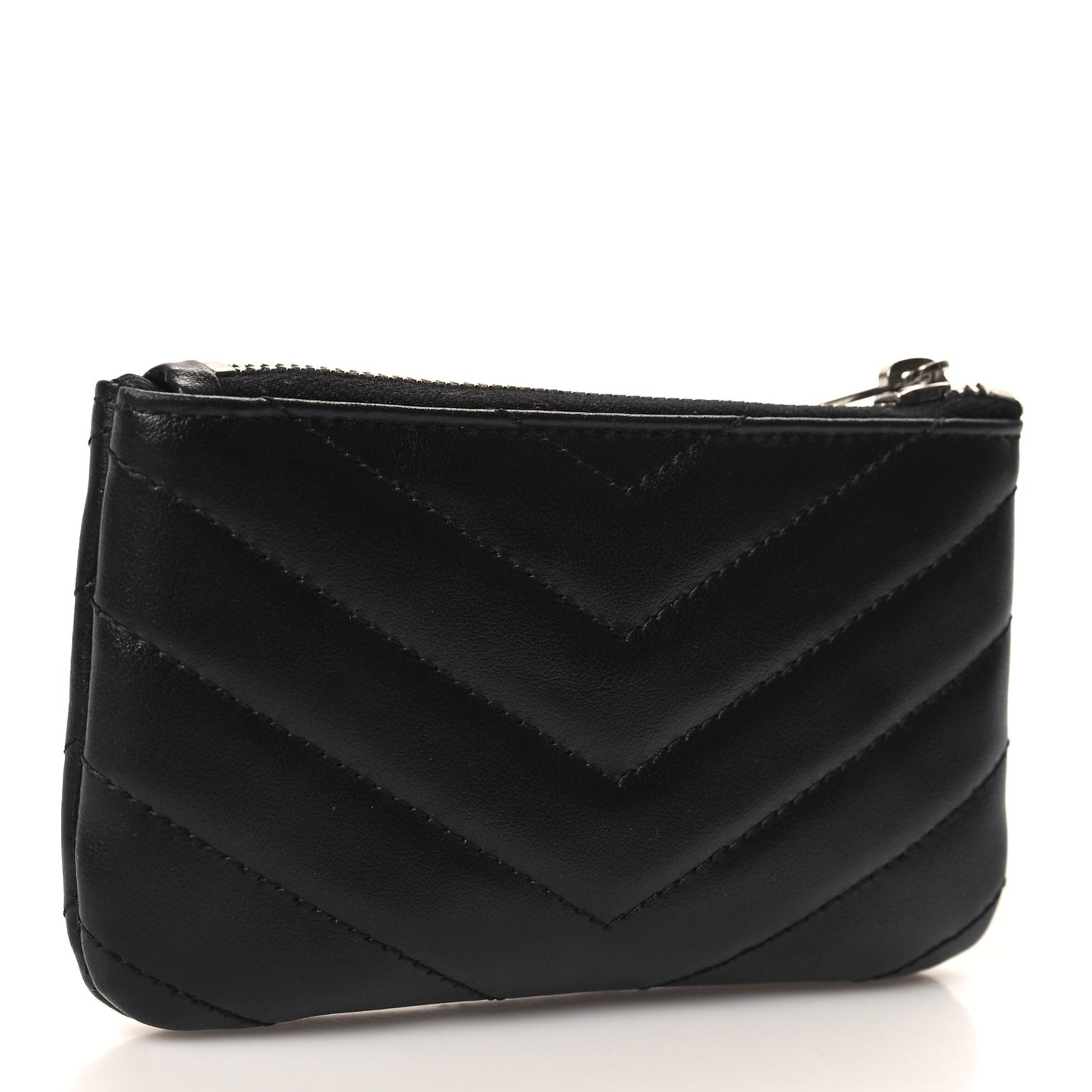 Calfskin Matelasse Monogram Key Pouch Black