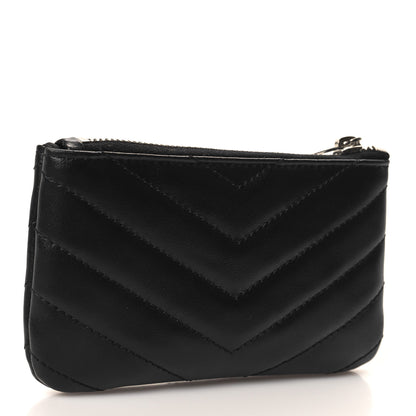 Saint Laurent Calfskin Matelasse Monogram Key Pouch Black 3 of 8