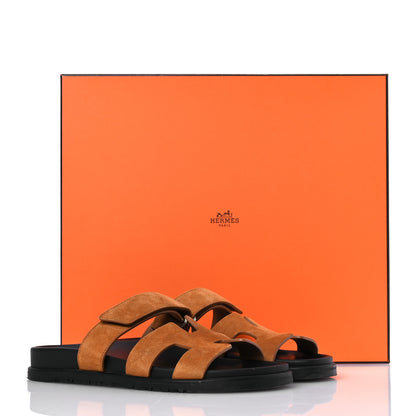 Hermes Suede Goatskin Womens Chypre Sandals 38 Naturel 38 16 of 16