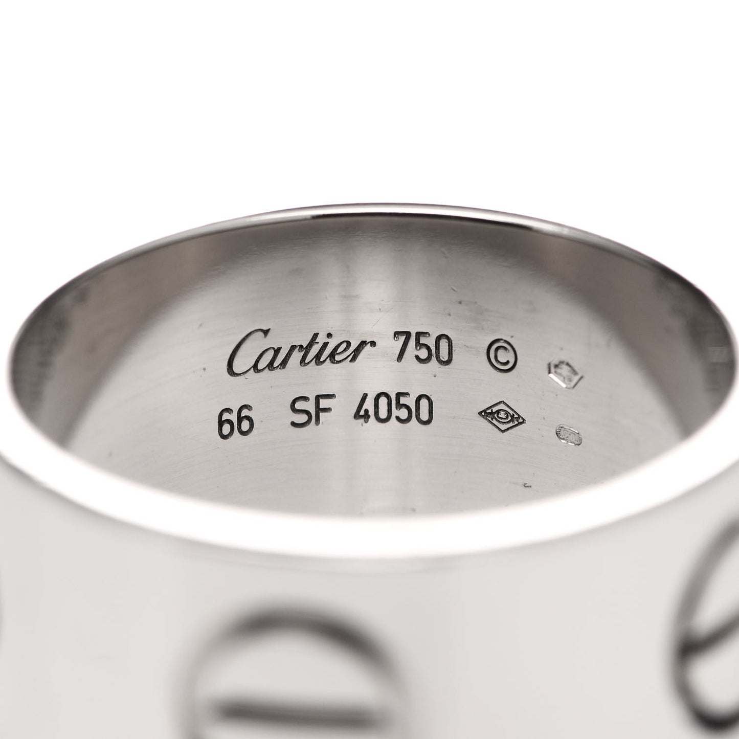 18K White Gold 11mm LOVE Ring 66 11.5