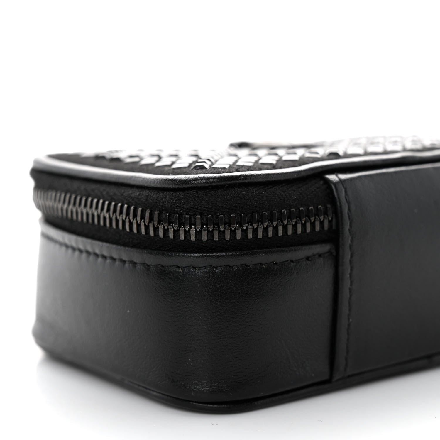 Chanel Lambskin Satin Strass Studded Clutch With Chain So Black 9 of 10