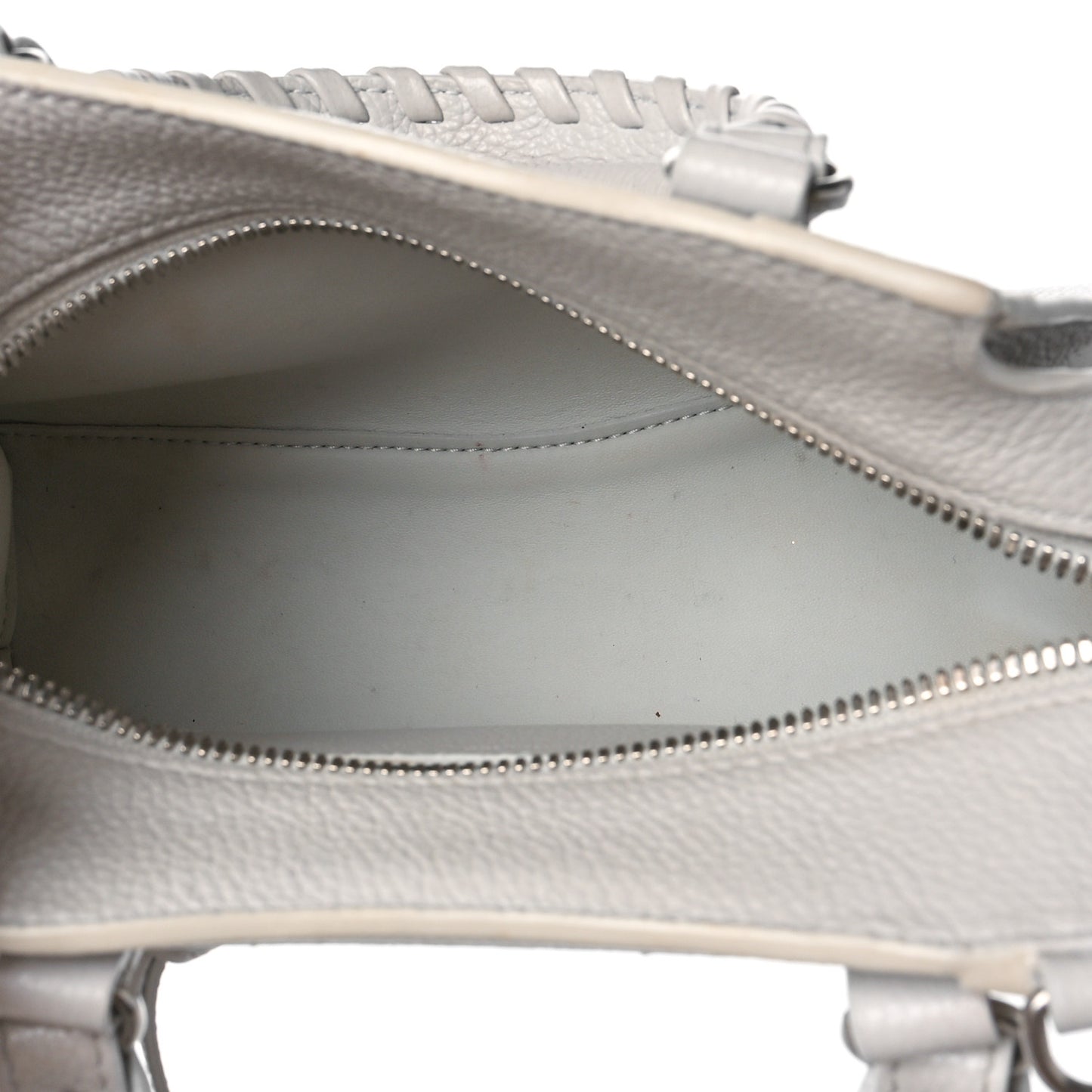 Grained Calfskin Neo Classic Silver Hardware Mini City Chalky White