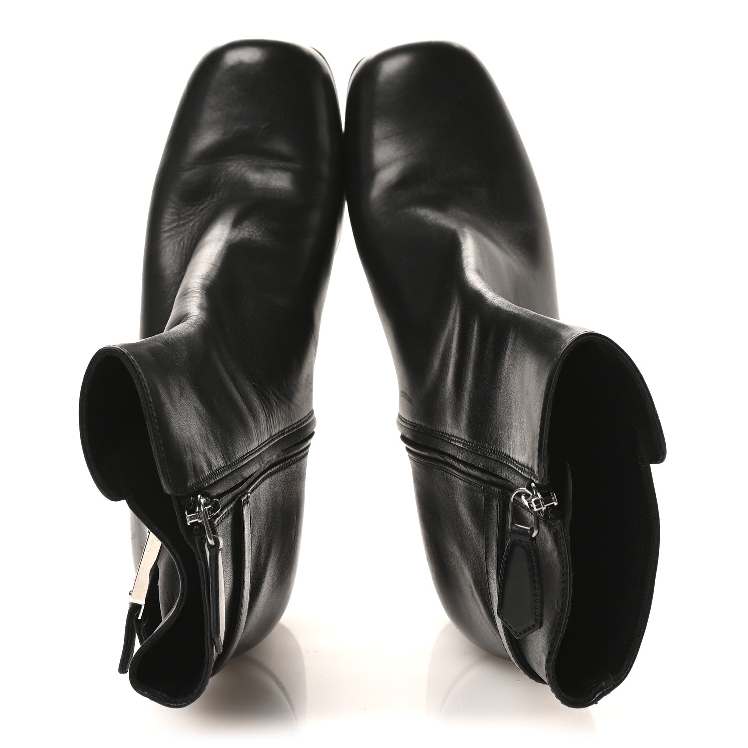 Prada Vitello Triangle Logo Ankle Boots 38 Black 2 of 7