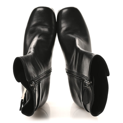 Prada Vitello Triangle Logo Ankle Boots 38 Black 2 of 7