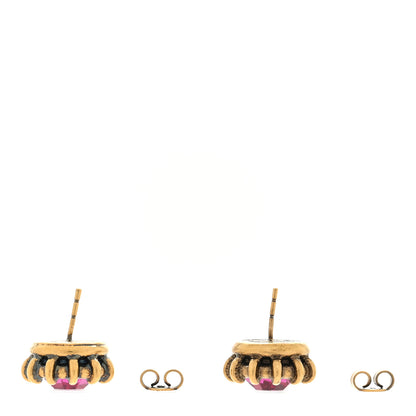 Gucci Crystal Stud Earrings Aged Gold Pink 3 of 4
