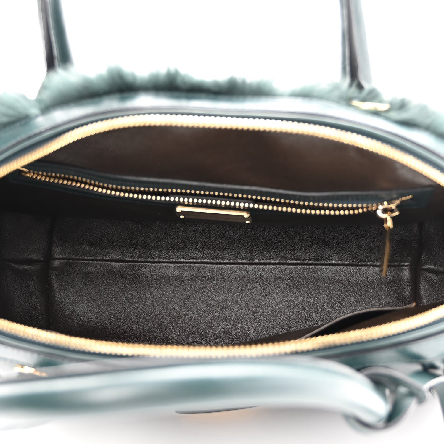 Salvatore Ferragamo Fur Calfskin Fiamma Bag Dark Green 4 of 9