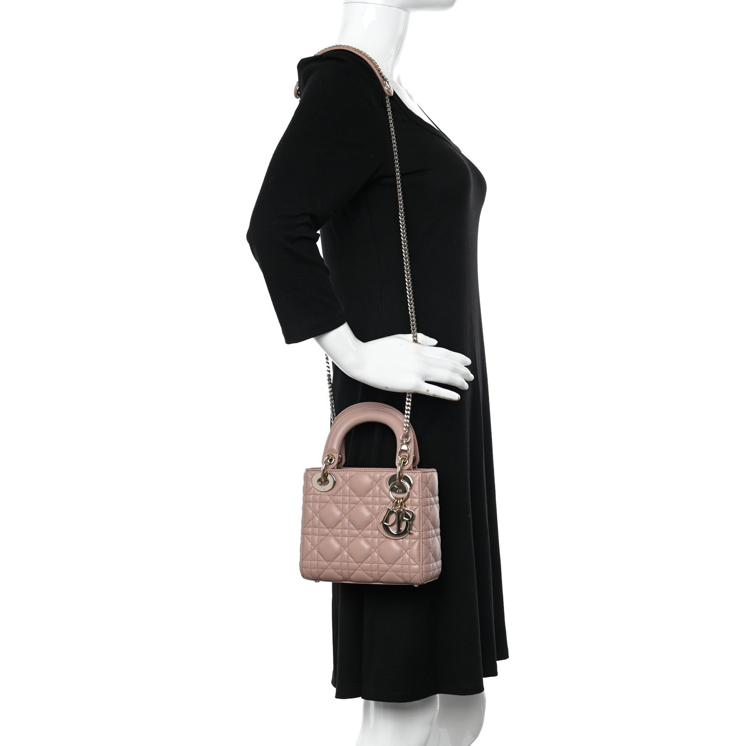 Christian Dior Lambskin Cannage Mini Lady Dior Fard 2 of 9