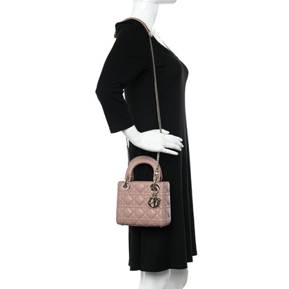 Christian Dior Lambskin Cannage Mini Lady Dior Fard 2 of 9