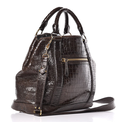 Miu Miu Calfskin Crocodile Embossed St Cocco Shopping Tote Brown 6 of 16