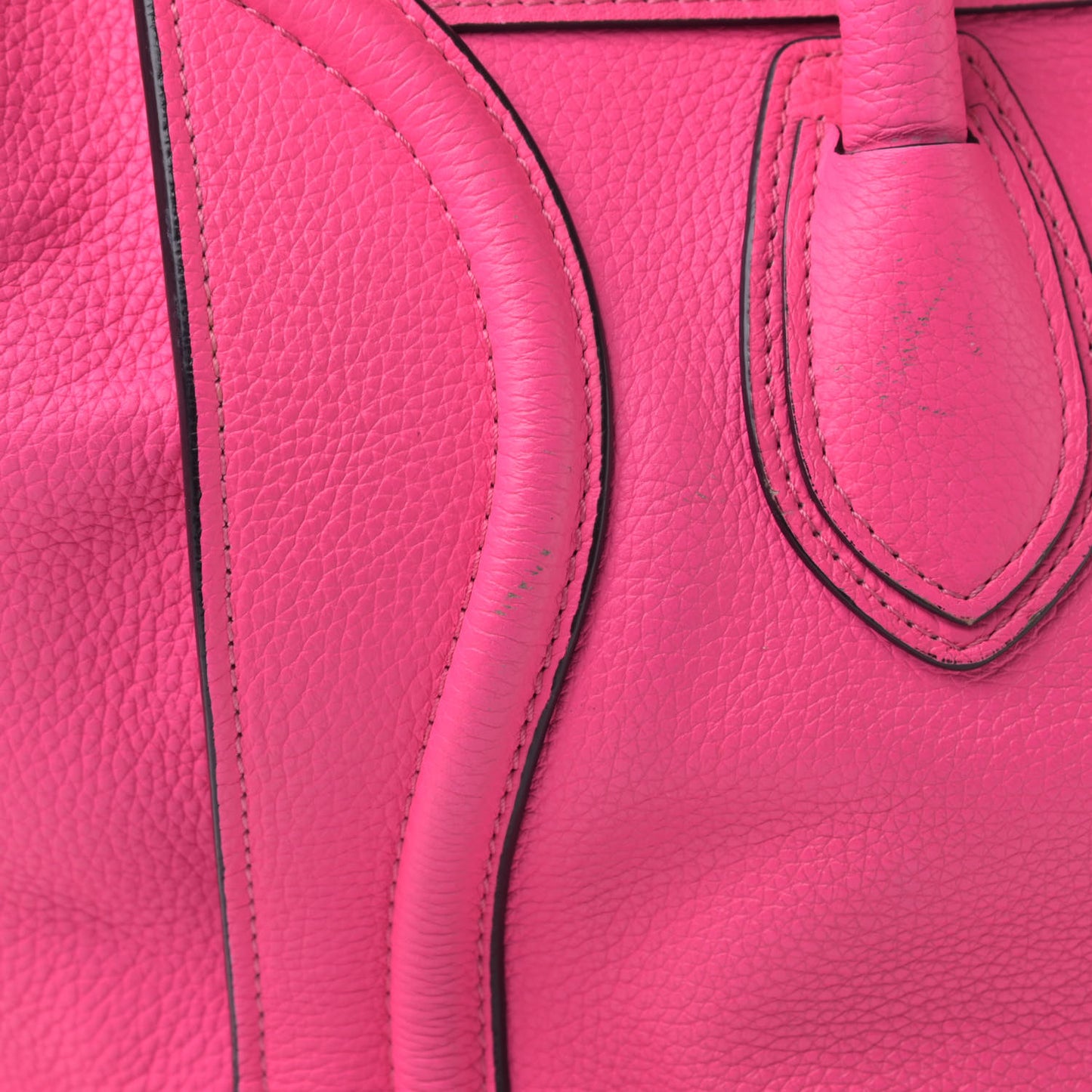 Drummed Calfskin Mini Luggage Fluo Pink