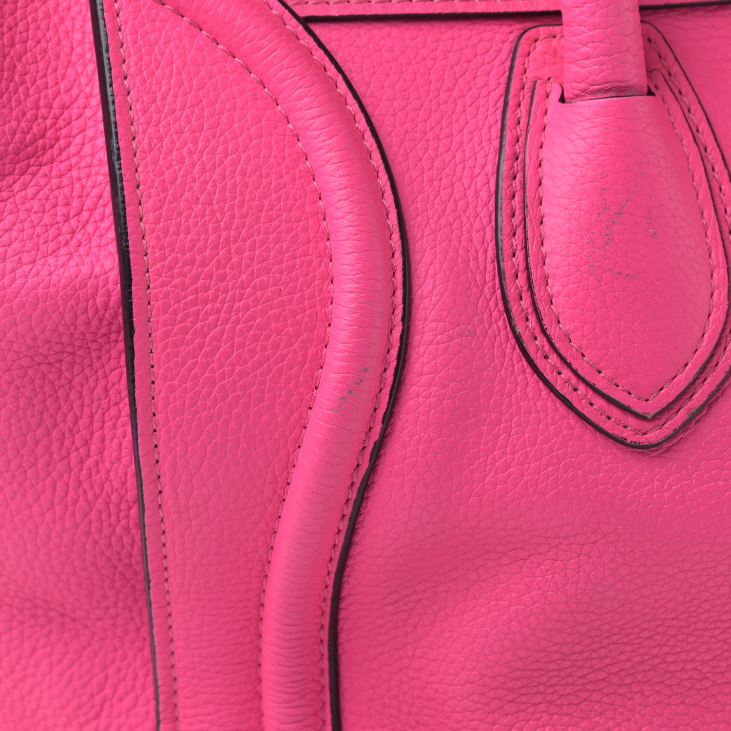 Celine Drummed Calfskin Mini Luggage Fluo Pink 11 of 20