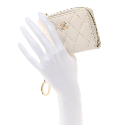 Chanel Caviar Quilted Zipped Key Holder Case White 2 of 8
