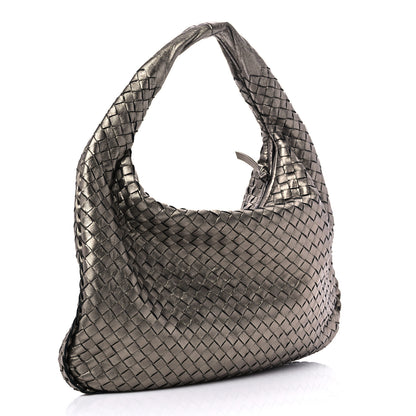 Bottega Veneta Metallic Nappa Intrecciato Medium Veneta Hobo Pewter 2 of 5