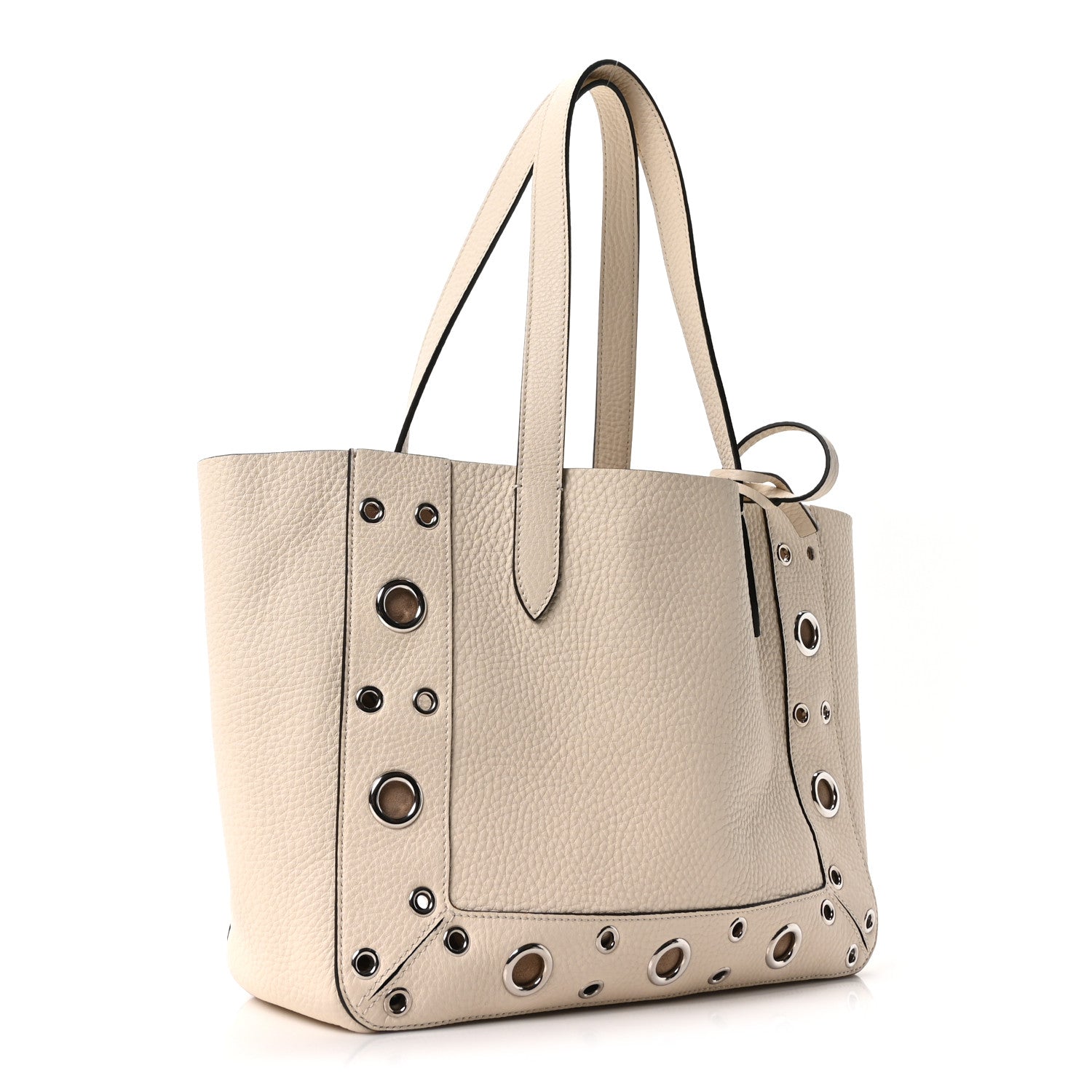 Valentino Garavani Grainy Calfskin Studded Small Nellcote Shopping Tote White 3 of 9